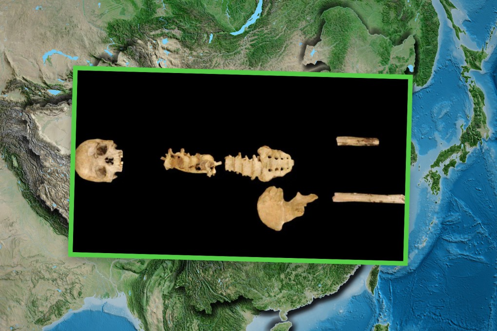 A skeleton from China, which was initially thought to be over 200,000 years old, turned out to be much younger than expected. Photo: SCMP composite/Shutterstock/J. Ge et al, Nature Communications