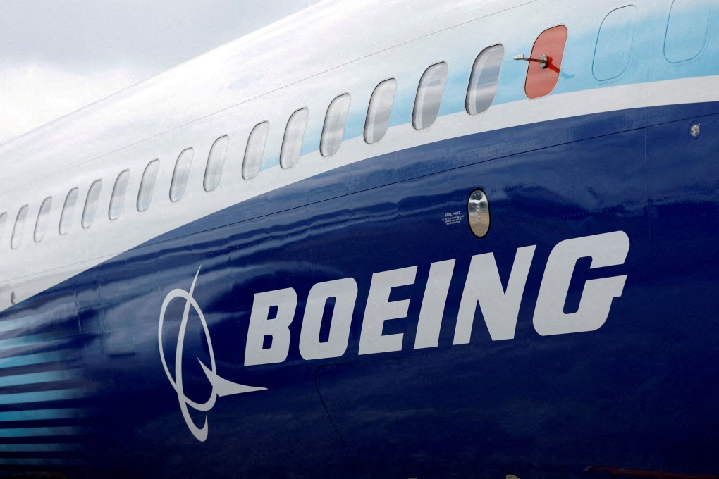 The Boeing logo is seen on the side of a 737 Max at the Farnborough International Airshow in Britain in July 2022. Photo: Reuters
