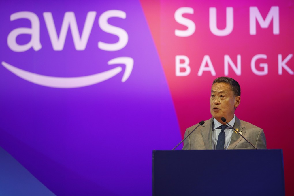 Thai Prime Minister Srettha Thavisin delivers a speech during the Amazon Web Services Summit in Bangkok, Thailand, on Thursday. Srettha’s government continues to balance Washington and Beijing. Photo: EPA-EFE