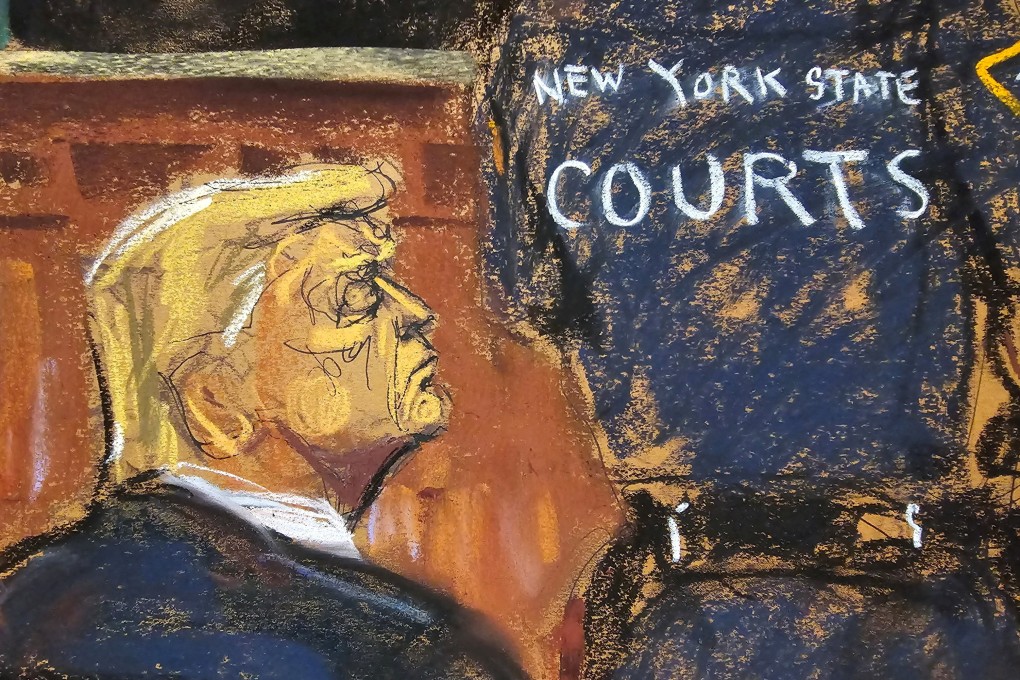 Donald Trump reacts as the verdict is read in his criminal trial. Image: Jane Rosenberg via Reuters
