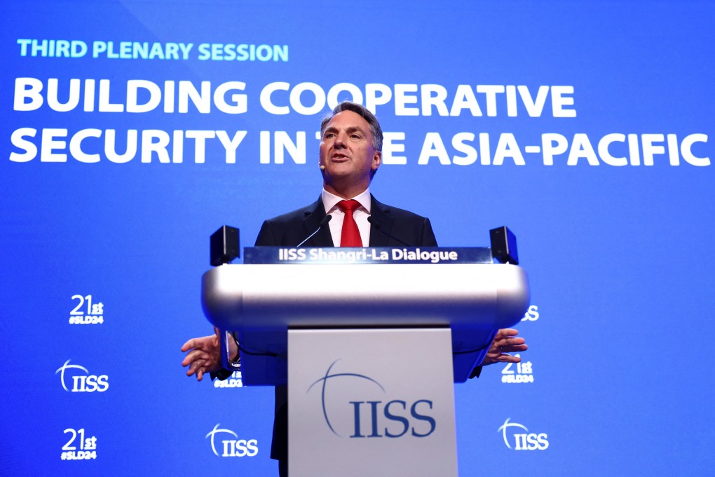 Australian Deputy Prime Minister and Defence Minister Richard Marles speaks at the Shangri-La Dialogue in Singapore. Photo: Reuters