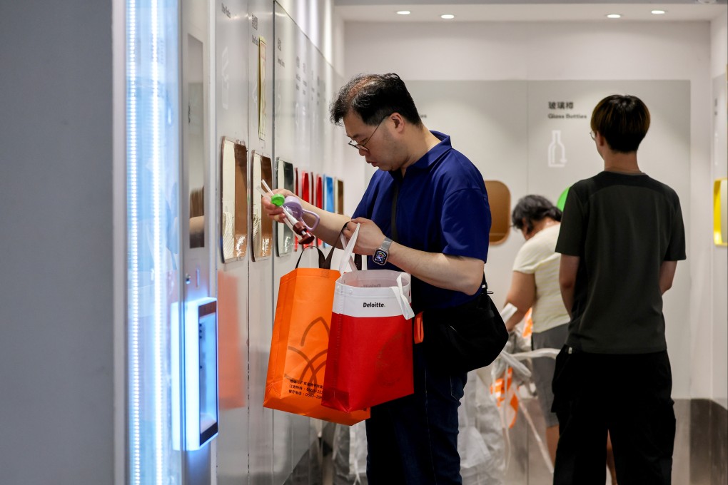 Residents drop off waste at the Green@Community recycling facility in Tin Hau. Photo: Edmond So