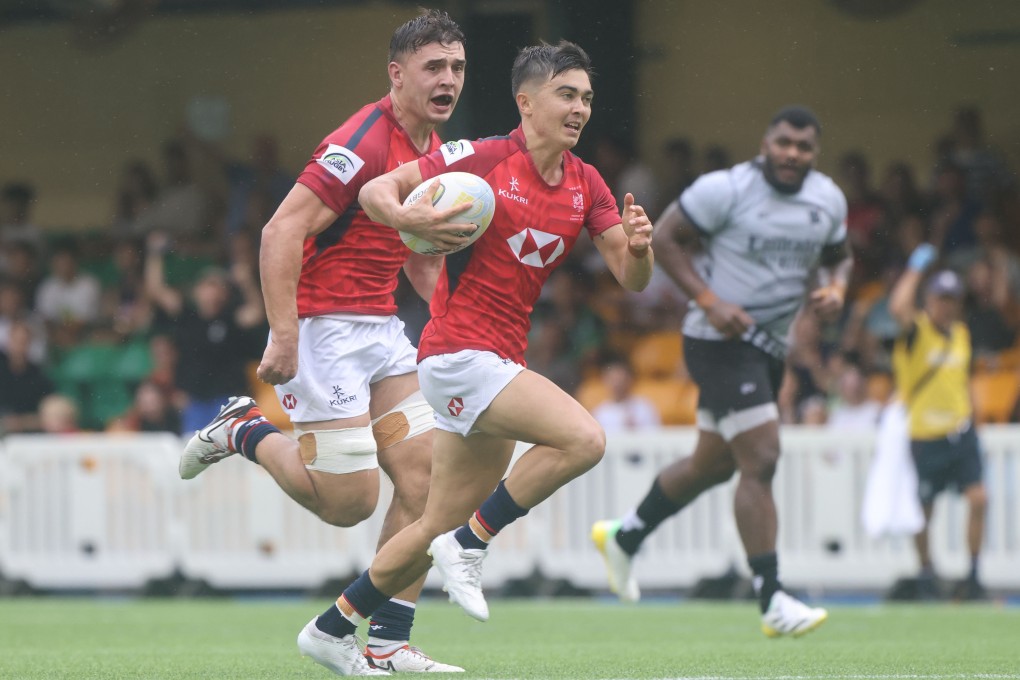 Hong Kong’s Harry Laidler sprints free to score one of his side’s eight tries in their Asia Rugby Championship win over the UAE. Photo: Jonathan Wong