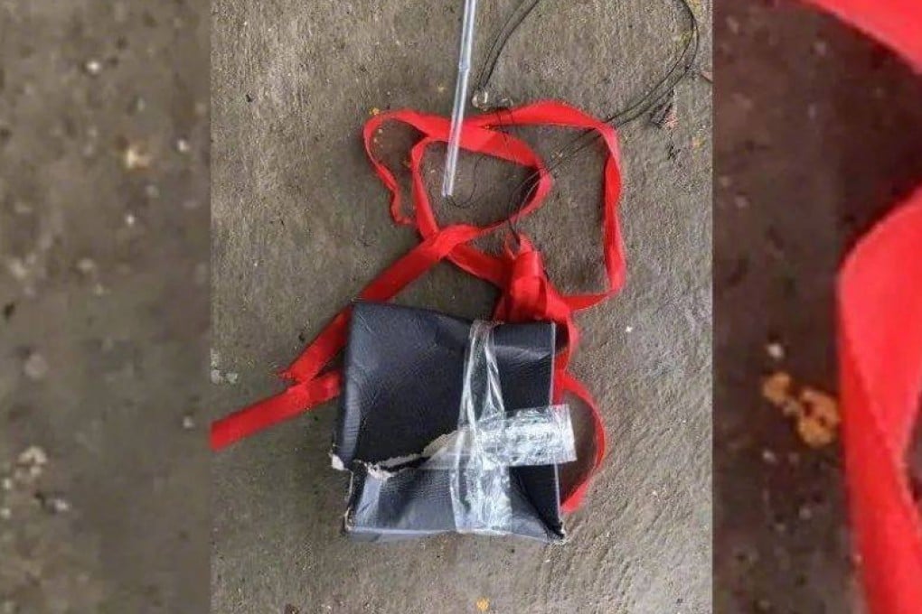 The drone user posted images of the leaflet drop on Chinese social media. Photo: Weibo/ 新浪军事