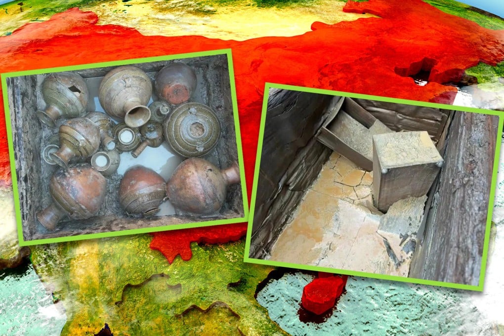 Through meticulous excavation efforts, scientists unearthed exquisitely preserved 1,800-year-old family tombs following a decision by a Chinese city to enlarge a nearby park. Photo: SCMP composite/Shutterstock/kaogu.cssn.cn