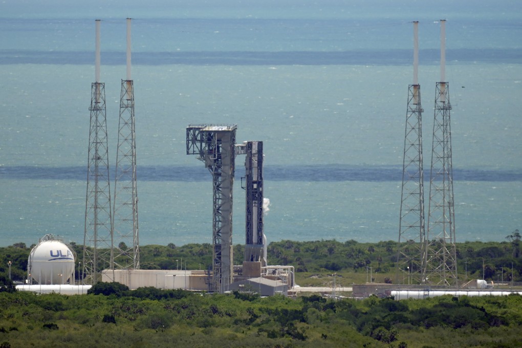 Boeing’s Starliner capsule, atop an Atlas V rocket, sits on the launch pad at Space Launch Complex 41 in Cape Canaveral, Florida, on Saturday. Photo: AP