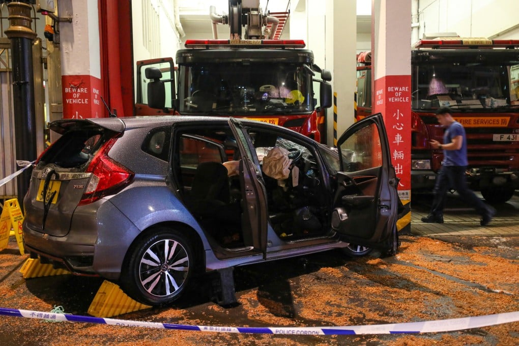 The scene of the accident at the fire station in Yau Ma Tei. Photo: Xiaomei Chen