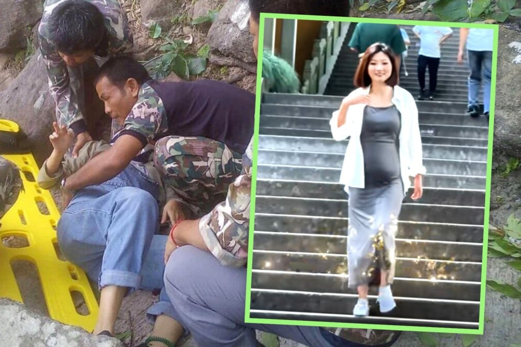 A woman from China who lost the baby she was carrying when her husband pushed her off a cliff in Thailand five years ago has delighted social media by announcing that she is pregnant again. Photo: SCMP composite/Douyin/Royal Thai Police