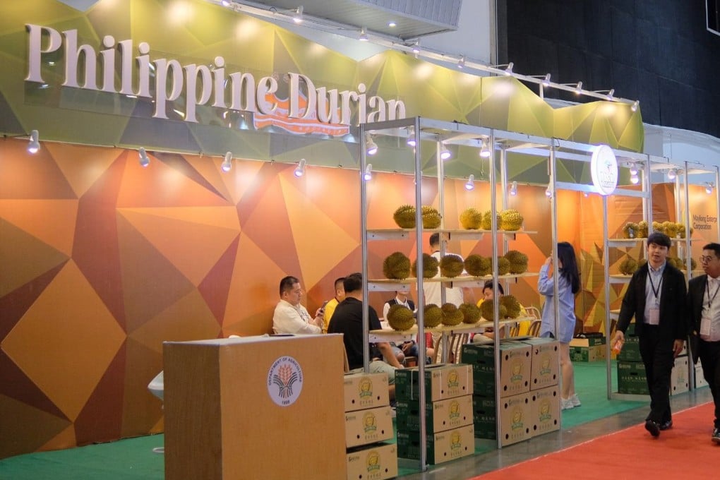 Philippine durians, showcased here at the China International Import Expo, are expected to help boost trade between the two countries. Photo: X