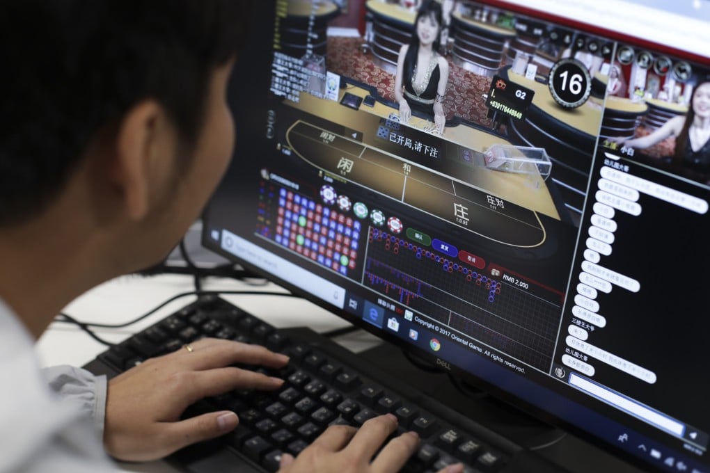 A screen shows a Philippine Offshore Gaming Operator’s website catering to Chinese gamblers. Photo: Tory Ho