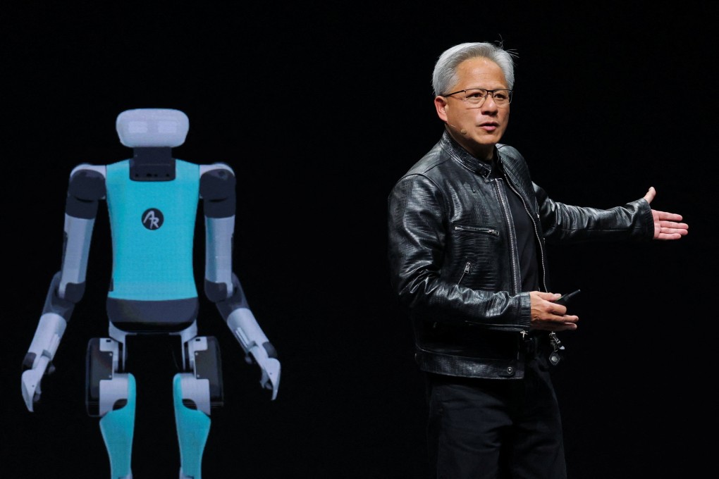 Nvidia CEO Jensen Huang speaks at an event in Taipei on Sunday ahead of Computex forum. Photo: Reuters