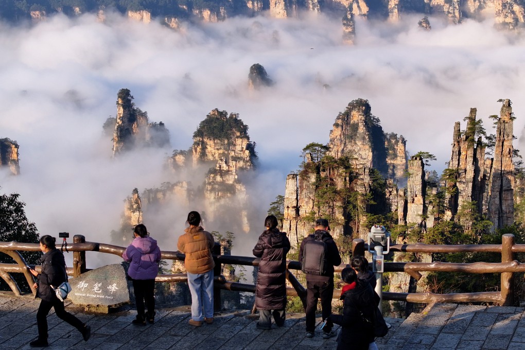 Tourists visit the Zhangjiajie National Forest Park in Zhangjiajie, central China’s Hunan province, in January. Photo: Xinhua