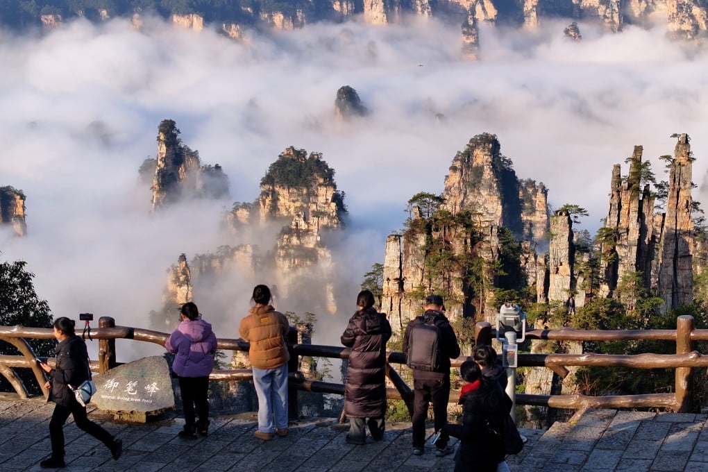 Tourists visit the Zhangjiajie National Forest Park in Zhangjiajie, central China’s Hunan province, in January. Photo: Xinhua