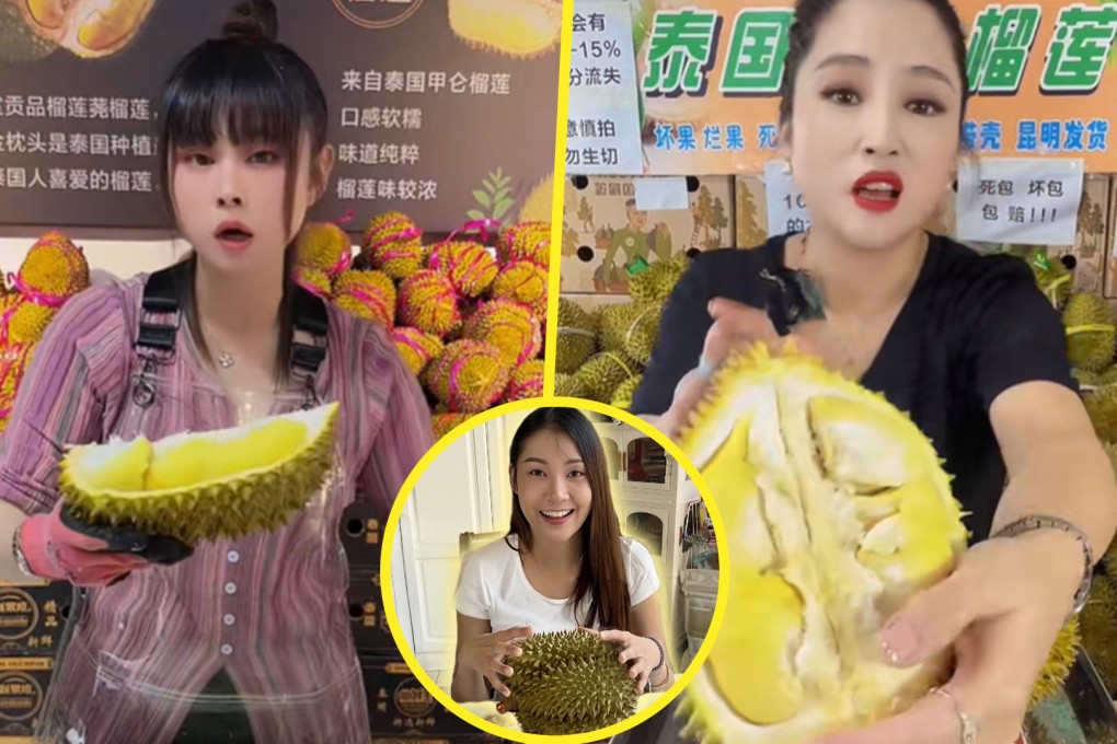 A key opinion leader from Thailand who married a man from China has hailed the skills mainland people display while handling the spiky durian fruit as the “new kung fu”. Photo: SCMP composite/Douyin/YouTube