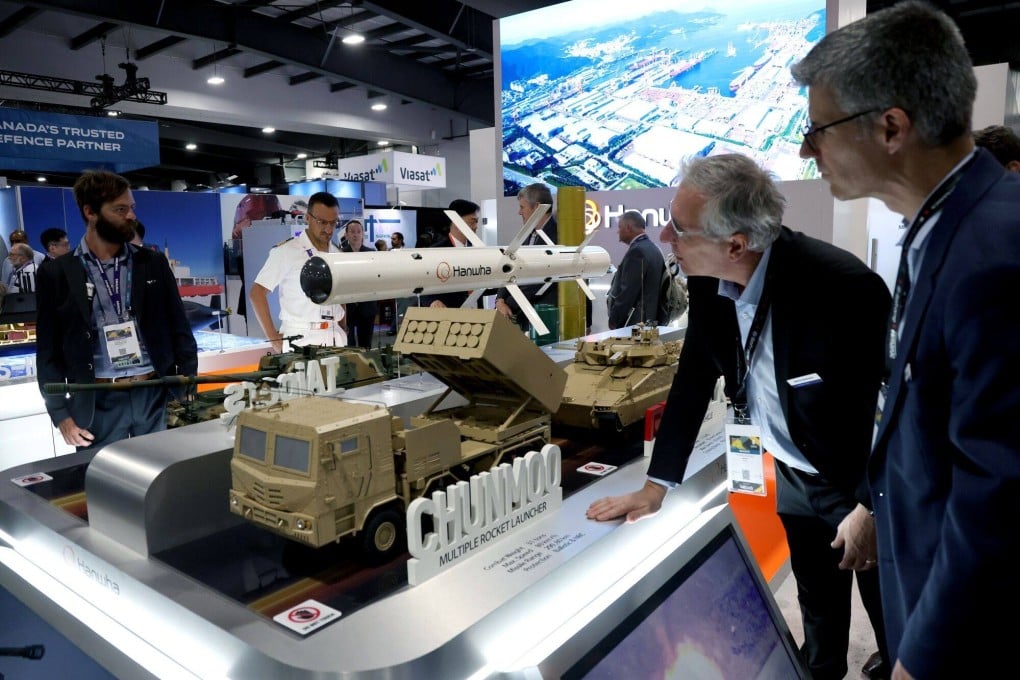 The Hanwha Group booth at the Canadian Association of Defence and Security Industries trade show in Ottawa on May 29. Photo: Bloomberg