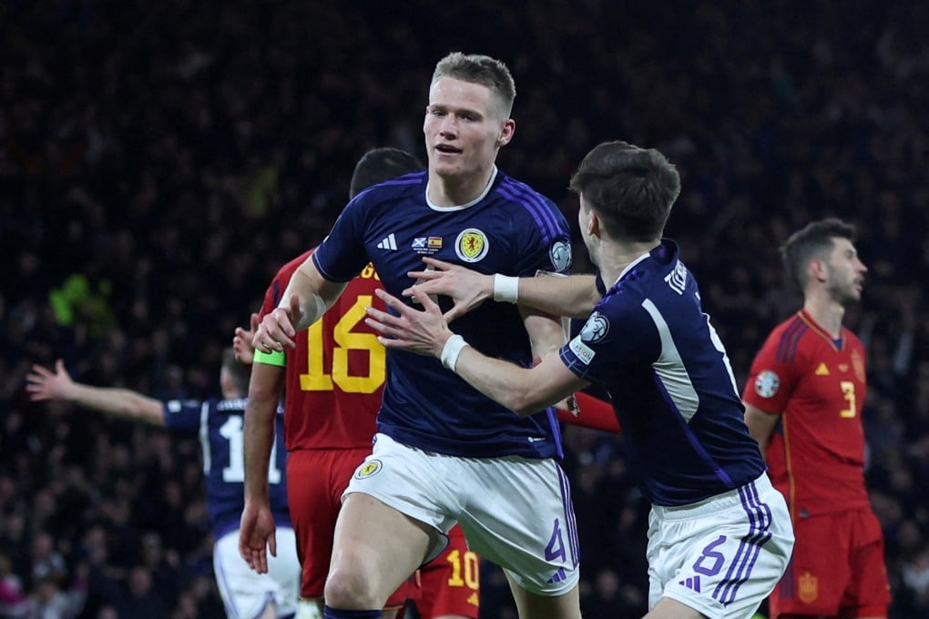 Scott McTominay scored twice as Scotland beat Spain 2-0 in Euro 2024 qualifying. Photo: Reuters