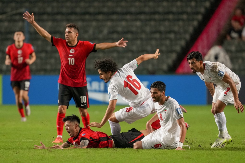 Hong Kong’s Philip Chan Siu-kwan appeals to the referee on a night when officialdom did not favour the hosts. Photo: Sam Tsang