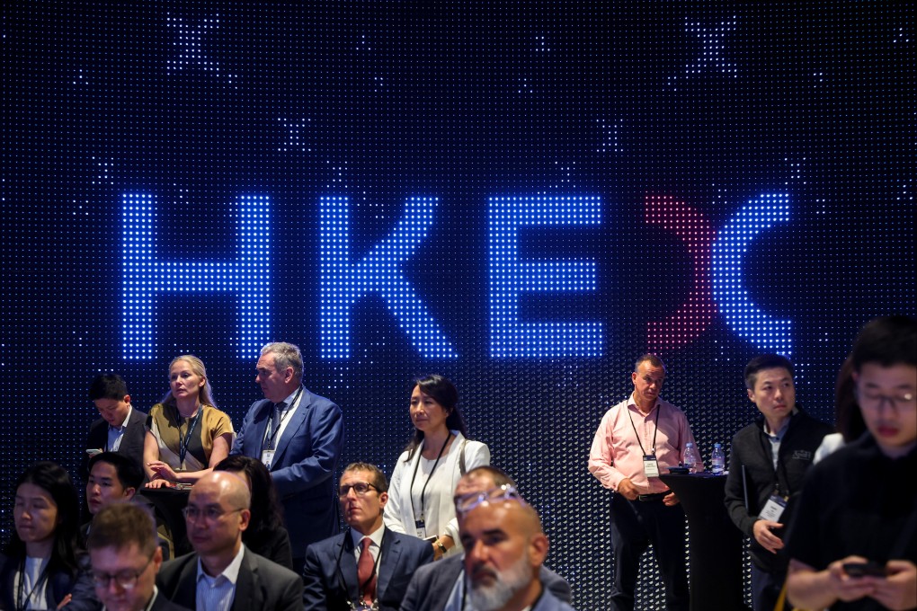 Logo of HKEX (Hong Kong Exchanges and Clearing Limited) displayed at Hong Kong Stock Exchange (HKEX) in Central. Photo: Edmond So