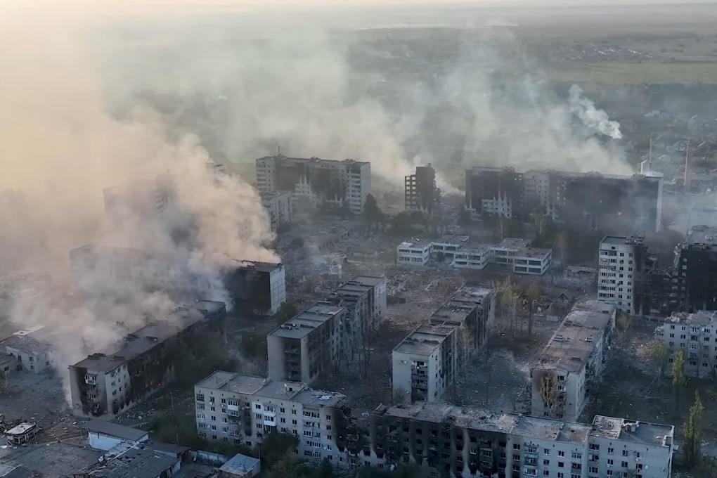 Damaged buildings in Vovchansk, Kharkiv region, Ukraine on Sunday. Photo: National Police of Ukraine “Lyut” via Reuters