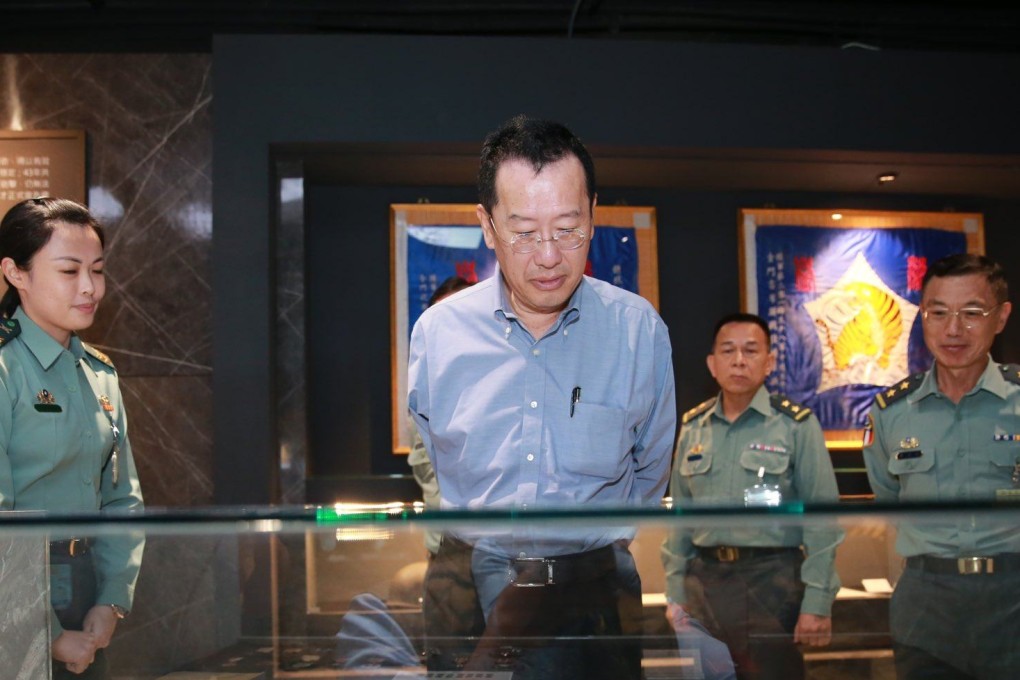 Taiwanese Defence Minister Wellington Koo visits the army headquarters in Taipei on Monday. Photo: X / @MoNDefense