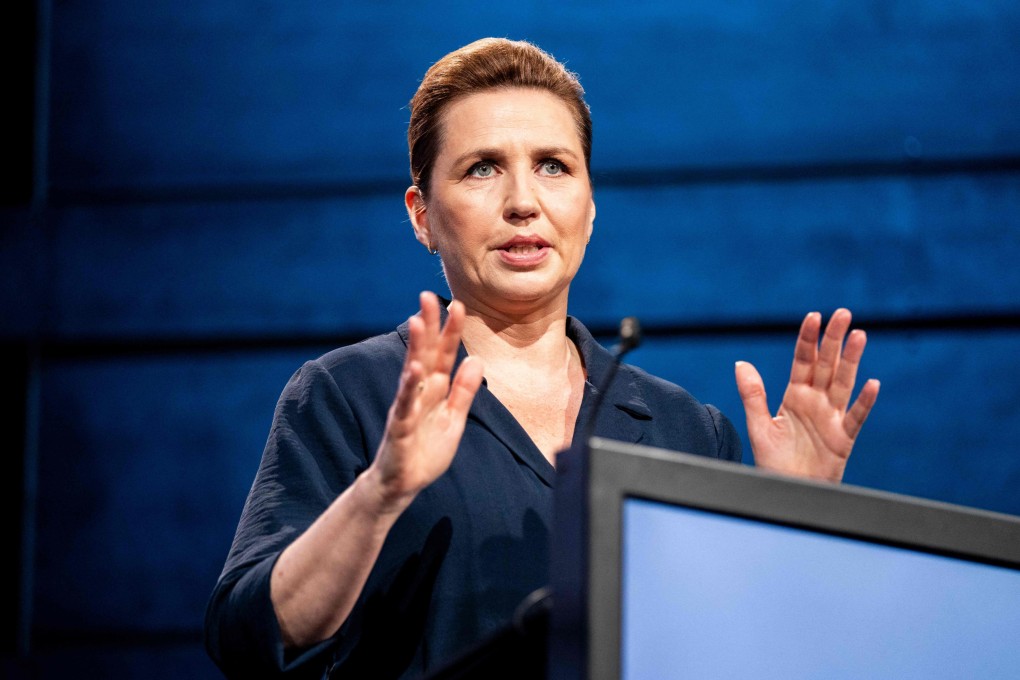 Denmark’s Prime Minister Mette Frederiksen speaks at an event in Copenhagen in May. Photo: AFP