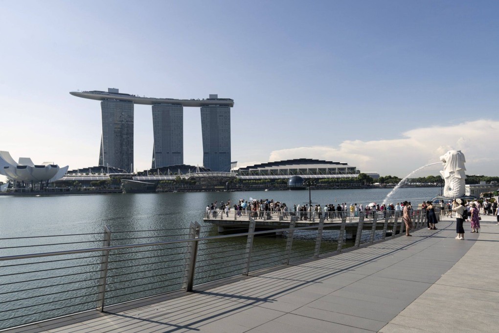 The Merlion statue in Singapore. The city state is exploring ways to offload the assets seized from the the money launderers. Photo: Bloomberg