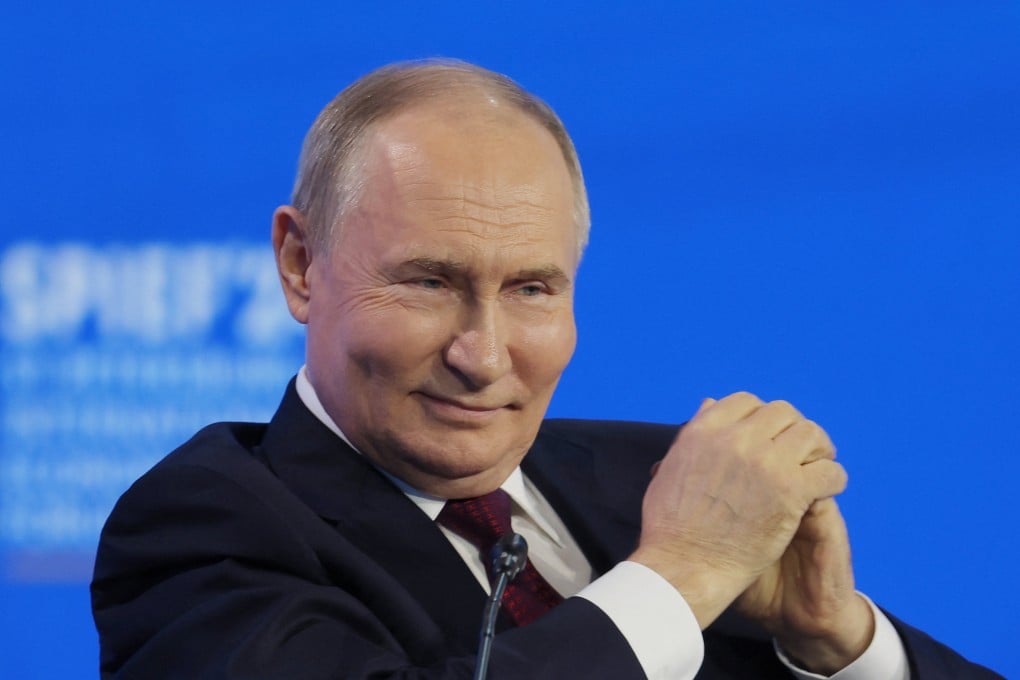 Russian President Vladimir Putin attends a plenary session of the St Petersburg International Economic Forum in Russia on Friday. Photo: Reuters