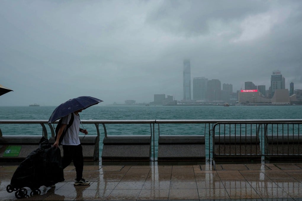 Rainy weather along the waterfront of Victoria Harbour in Wan Chai. Photo: May Tse