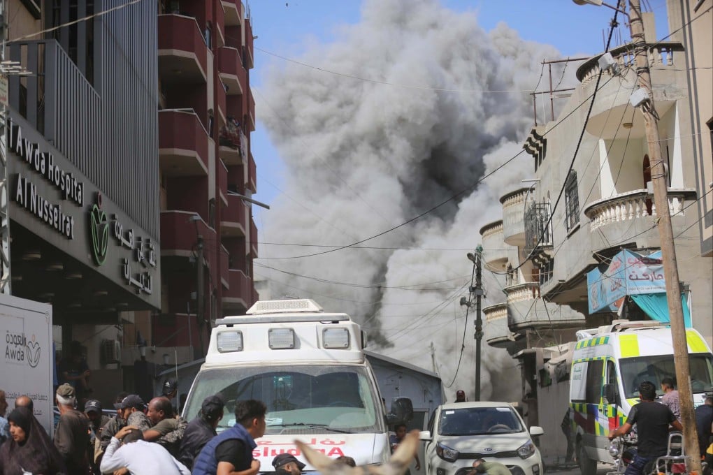 Smoke rises after Israeli attacks in the Nuseirat refugee camp in Gaza Strip. Photo: Xinhua