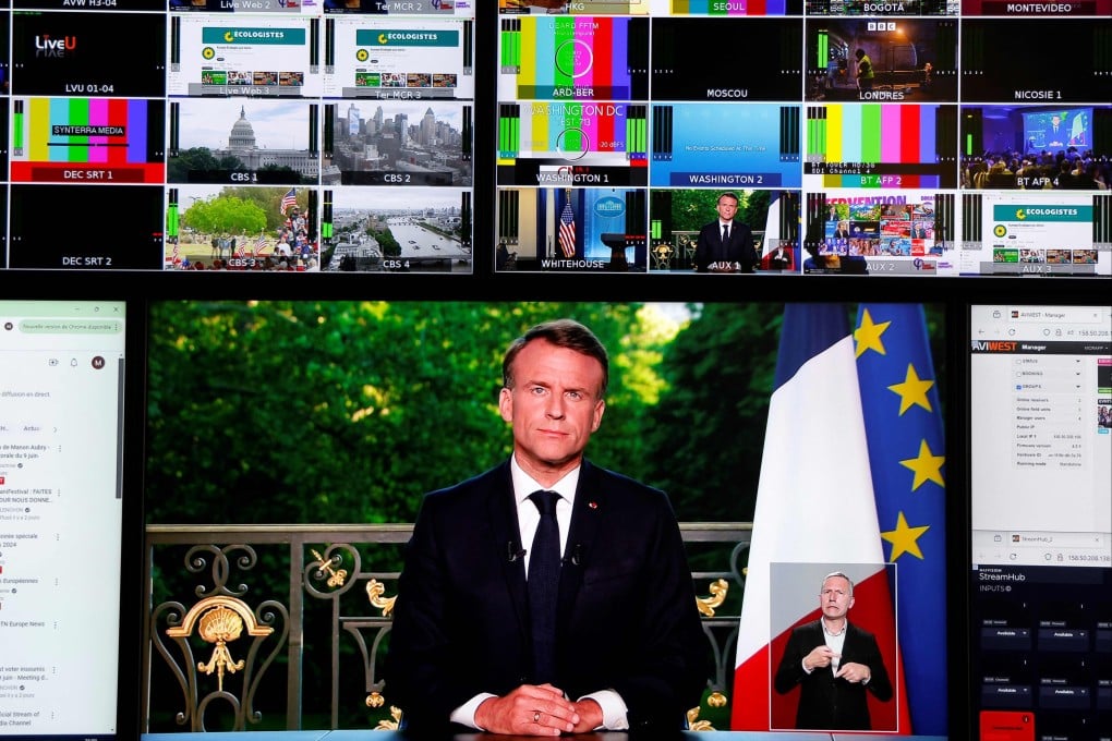 France’s President Emmanuel Macron delivers a televised address to the nation. Photo: AFP