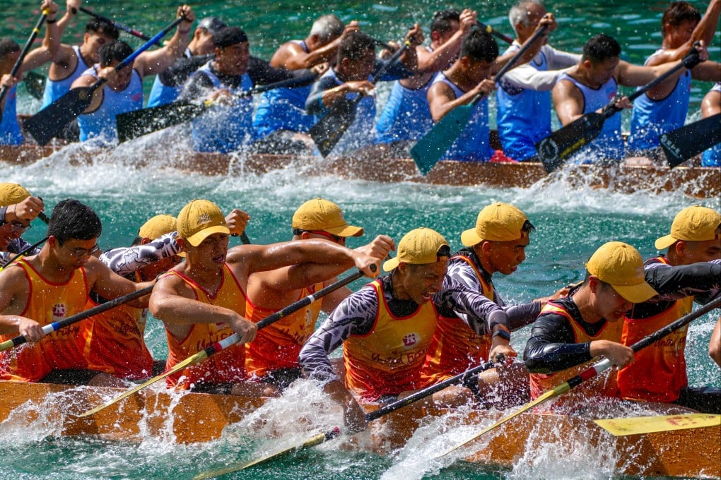 Contestants battle it out during the festival’s dragon boat races. Photo: Sam Tsang