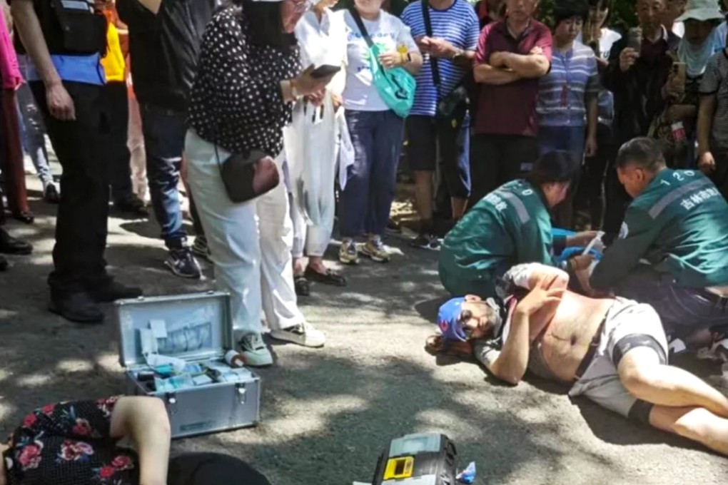 One of the images which circulated on social media after the incident, when four Cornell College instructors were allegedly stabbed while visiting a sister university in Jilin province, China. Photo: X