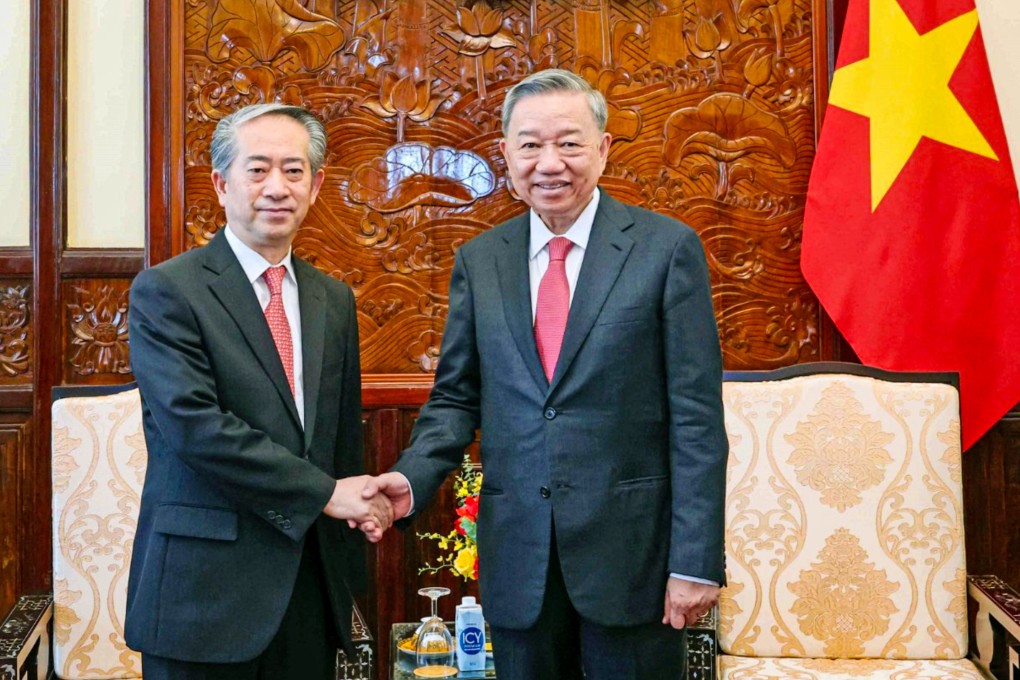 Vietnamese President To Lam (right) meets Chinese ambassador Xiong Bo in Hanoi on Tuesday. Photo: Vietnam News Agency