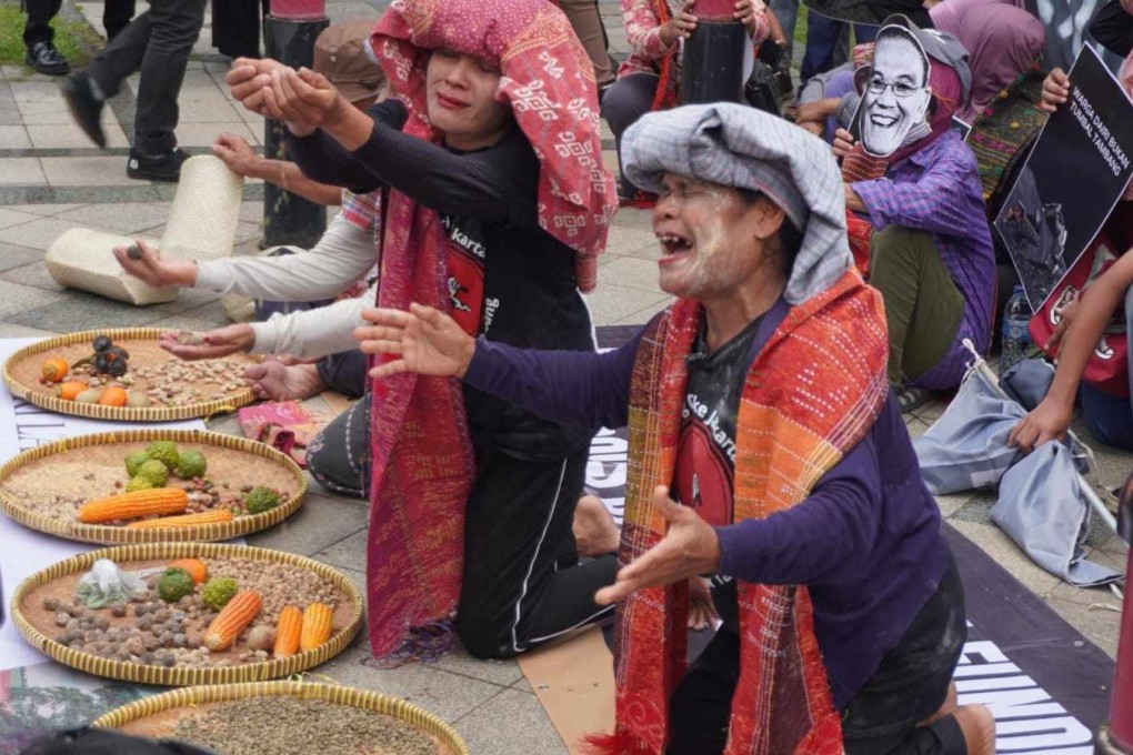 Residents of Dairi Regency protesting outside the Chinese embassy in Jakarta on Tuesday over China’s funding of a planned zinc mine near their community in North Sumatra, Indonesia. Photo: Monica Siregar