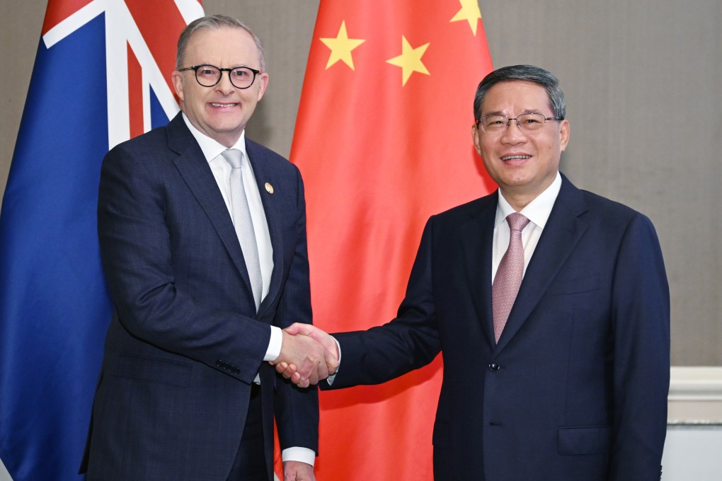 Australian Prime Minister Anthony Albanese shakes hands with Chinese Premier Li Qiang on the sidelines of the East Asia Summit in Jakarta last year. Photo: Xinhua