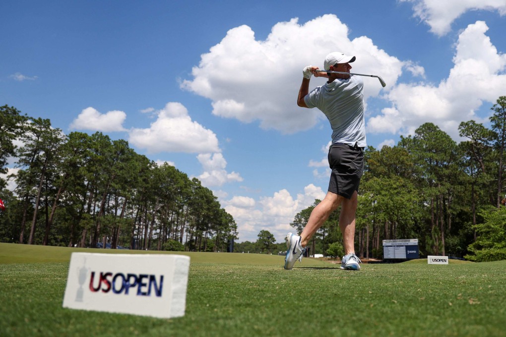 Rory McIlroy of Northern Ireland plays his shot from the seventh tee during a practice round before the US Open at Pinehurst Resort on Tuesday. Photo: AFP
