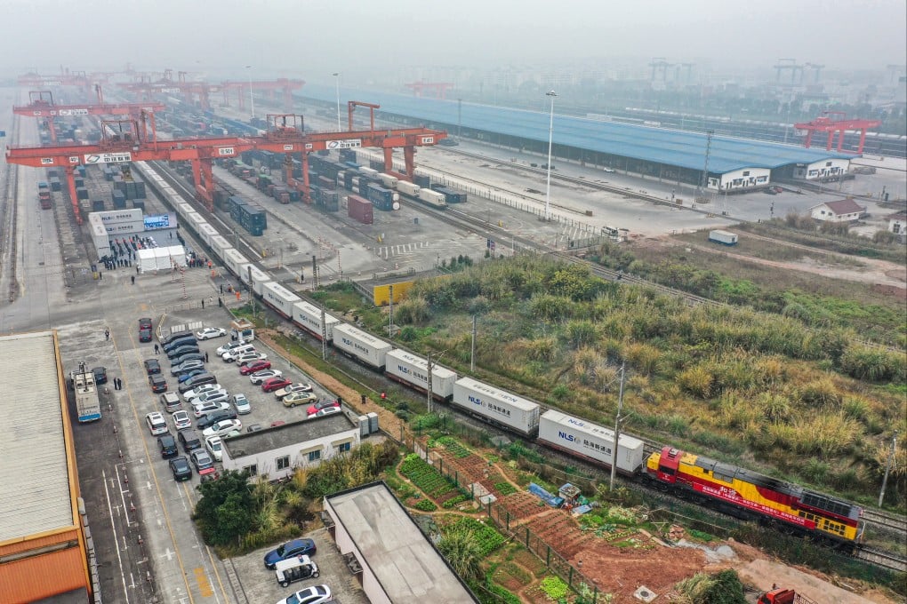 A freight train that runs via China, Laos and Thailand departs from a station in southwest China’s Chongqing. Photo: Xinhua