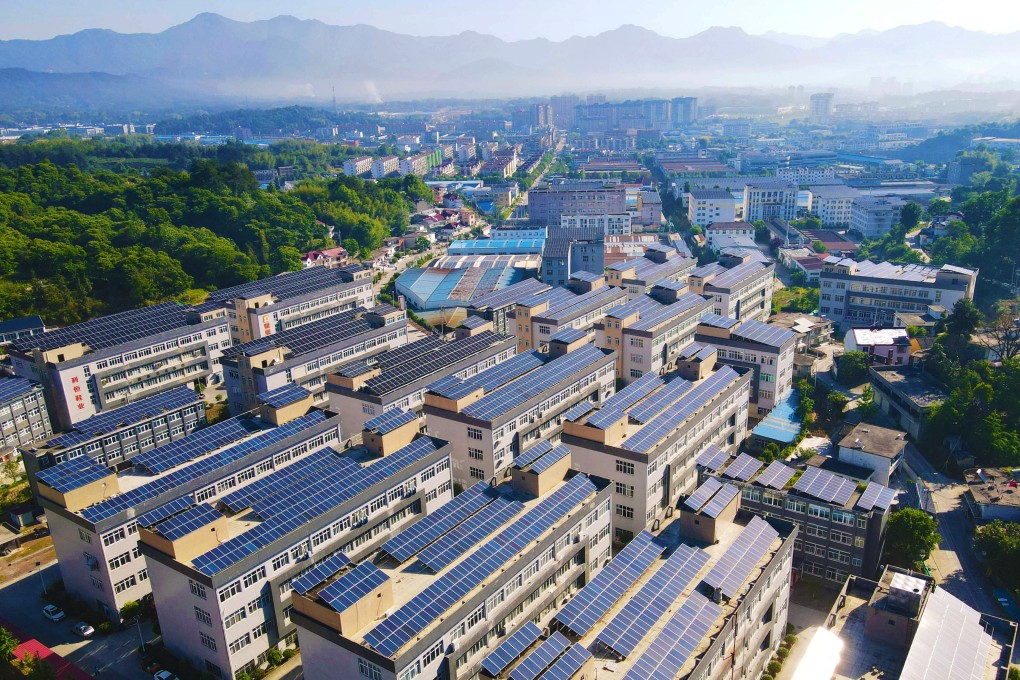 Solar panels are seen on rooftops of Chinese enterprises in Anqing, Anhui province, last month. Photo: Getty Images