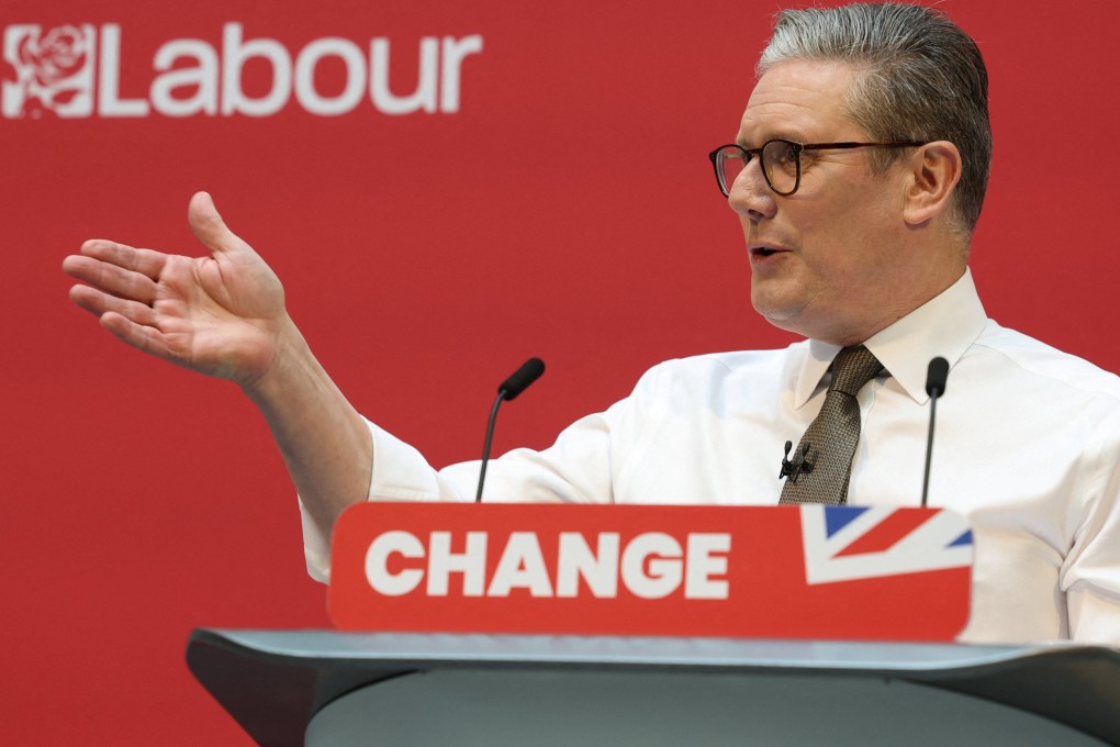 British opposition Labour Party leader Keir Starmer speaks at the launch of the Labour Party’s manifesto, in Manchester on Thursday. Photo: Reuters