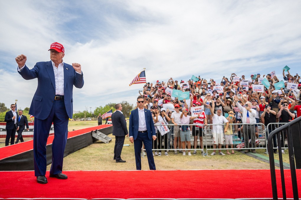 Donald Trump dances at a campaign rally in Las Vegas on June 9. Photo: TNS
