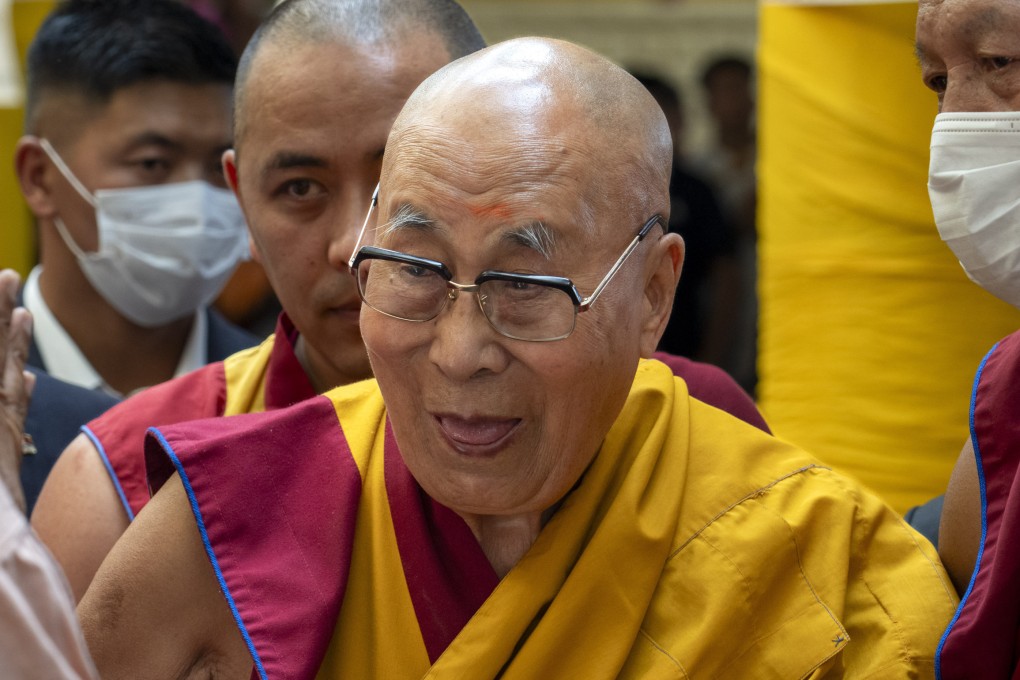 Tibetan spiritual leader the Dalai Lama, centre, in Dharamshala, India on Tuesday. Photo: AP