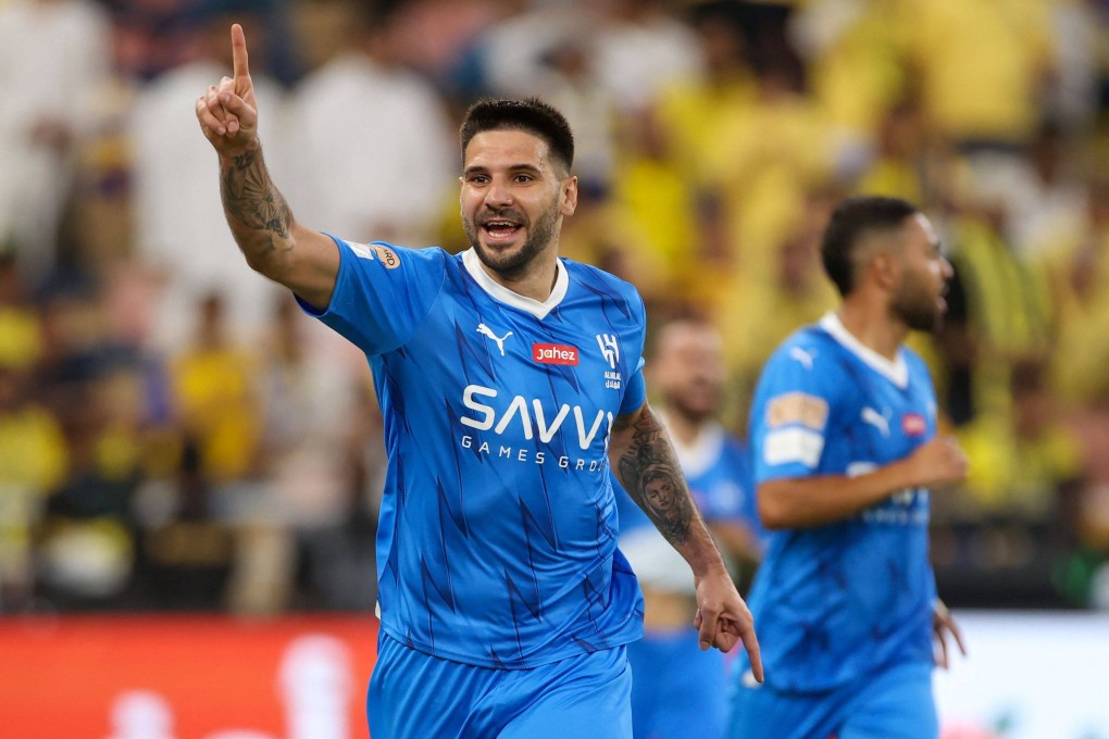 Serbian forward Aleksandar Mitrovic celebrates a goal for Al-Hilal last month. Photo: AFP