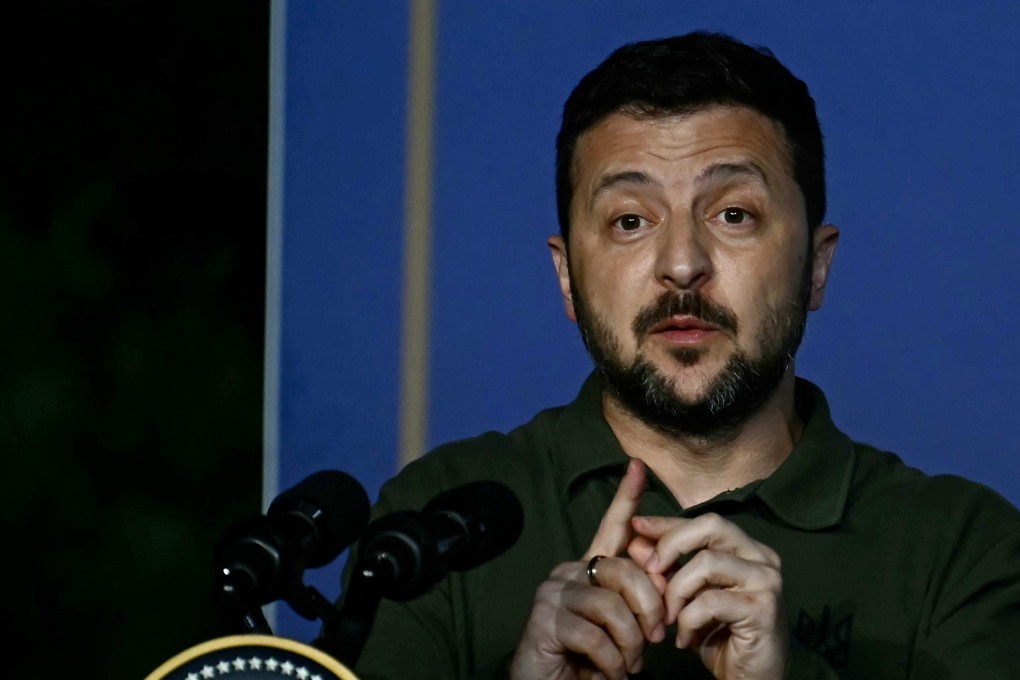 Ukrainian President Volodymyr Zelensky speaks during a press conference on Thursday on the sidelines of the G7 Summit hosted by Italy. Photo: AFP