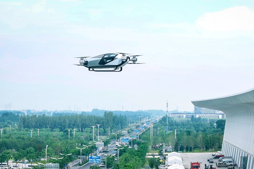 X2, a flying car made by Xpeng affiliate AeroHT, has completed its maiden flight at Beijing Daxing International Airport. Photo: Handout