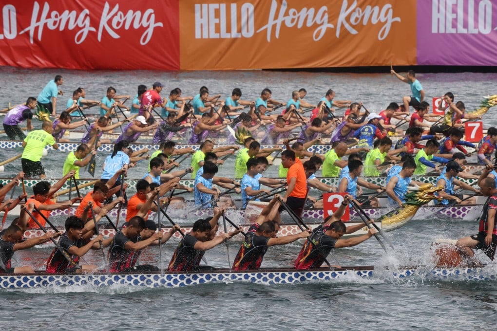 Paddlers give their all in the Guangzhou-Hong Kong-Macau Greater Bay Area Championship Final on Sunday. Photo: Jonathan Wong