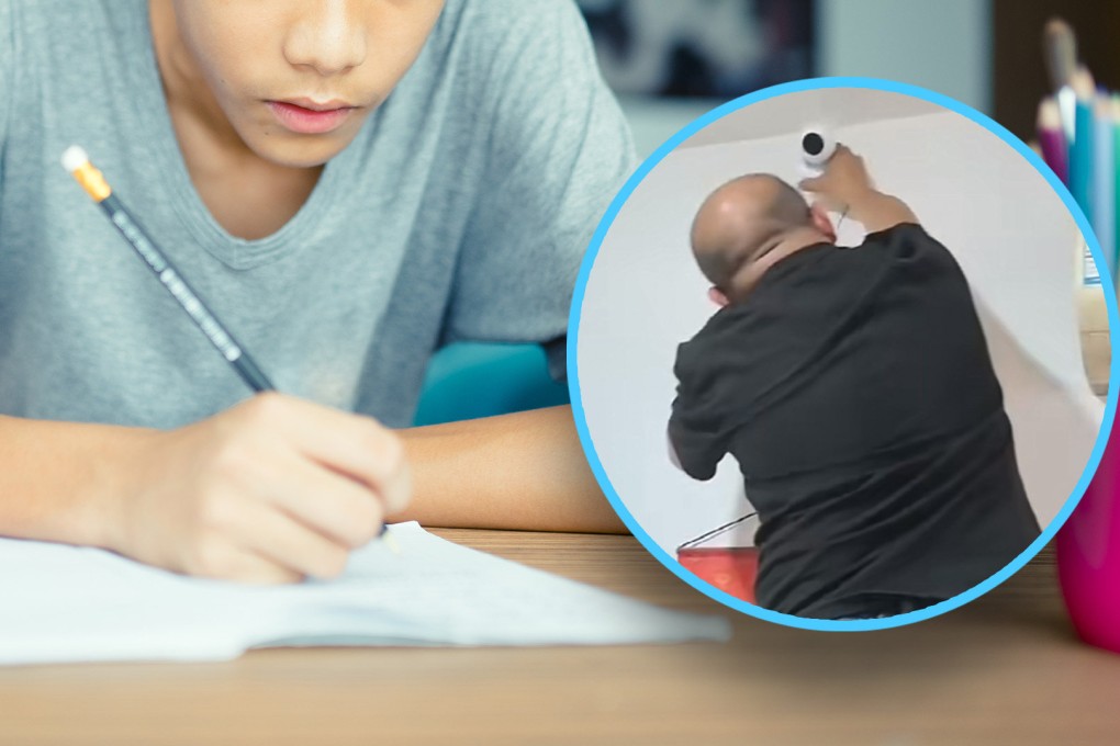 A mother and father in China have come under fire online for secretly spying on their son while he studied for a crucial examination. Photo: SCMP composite/Shutterstock/Weibo