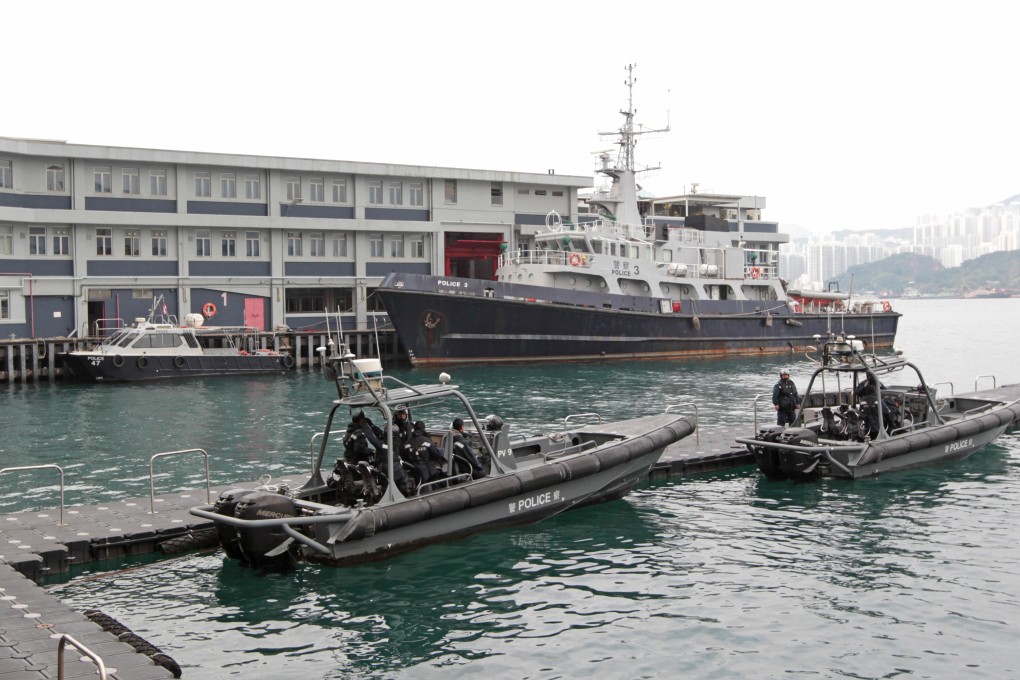 The incident occurred at the marine police base in Sai Wan Ho on Sunday. Photo: Bruce Yan