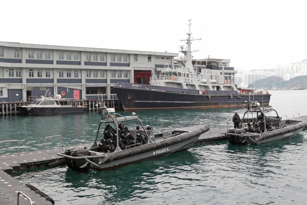 The incident occurred at the marine police base in Sai Wan Ho on Sunday. Photo: Bruce Yan