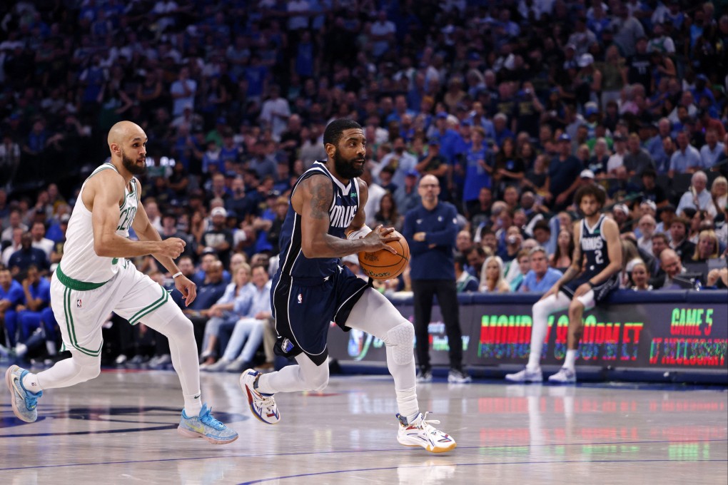 Dallas Mavericks’ Kyrie Irving drives to the basket against Derrick White during Game Four. Photo: USA TODAY Sports