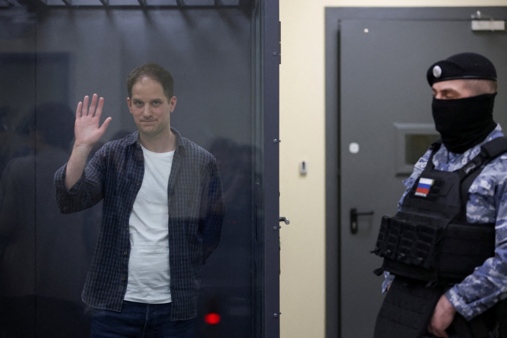 Wall Street Journal reporter Evan Gershkovich at a court hearing in Moscow on April 23. File photo: Reuters
